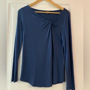 Banana Republic Factory Navy Twist-Neck Long Sleeve Top